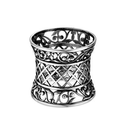 СЕРЕБРЯНОЕ КОЛЬЦО ДЛЯ САЛФЕТОК "93011216" С ЧЕРНЕНИЕМ – КРАСНАЯ ПРЕСНЯ