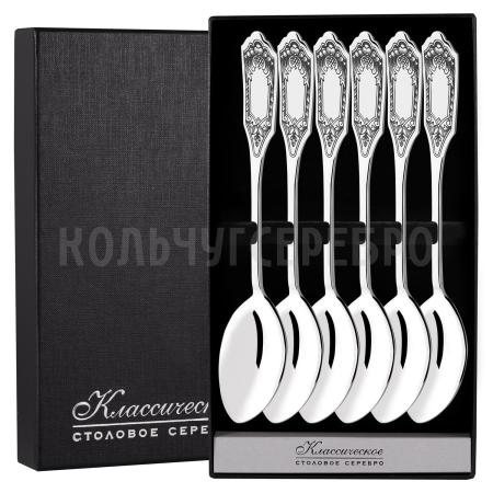 СЕРЕБРЯНЫЙ СТОЛОВЫЙ НАБОР "ФАМИЛЬНЫЙ" С ЧЕРНЕНИЕМ (6 СТОЛОВЫХ ЛОЖЕК) - СЕВЕРНАЯ ЧЕРНЬ