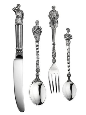 СЕРЕБРЯНЫЙ СТОЛОВЫЙ НАБОР "КУПЦЫ" (4 ПРЕДМЕТА)