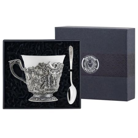 НАБОР ДЛЯ ЧАЯ "КАБАН" С ЧЕРНЕНИЕМ – КОЛЬЧУГИНСКИЙ МЕЛЬХИОР