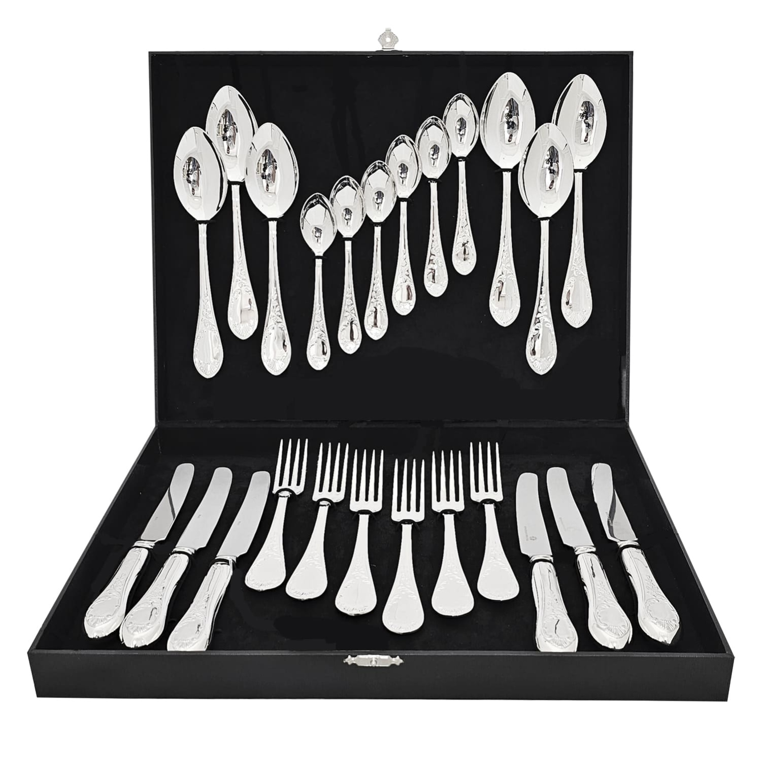 СЕРЕБРЯНЫЙ СТОЛОВЫЙ НАБОР "ВЕСНА" (24 ПРЕДМЕТА) – КРАСНАЯ ПРЕСНЯ