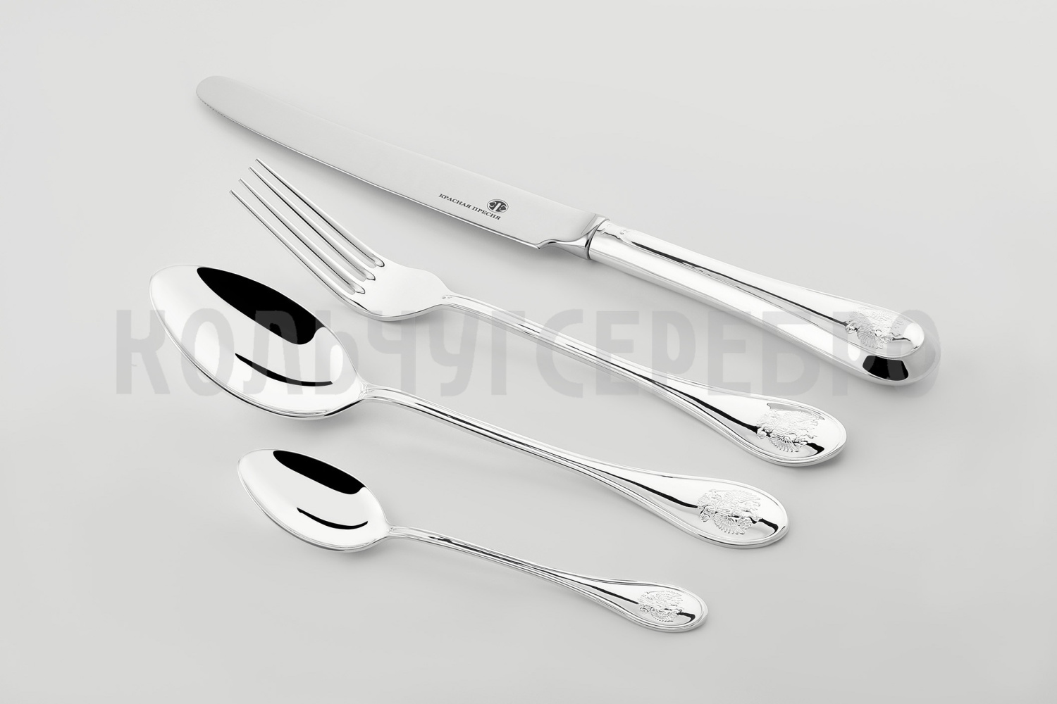 СЕРЕБРЯНЫЙ СТОЛОВЫЙ НАБОР "ОТЕЧЕСТВО" (48 ПРЕДМЕТОВ) – КРАСНАЯ ПРЕСНЯ