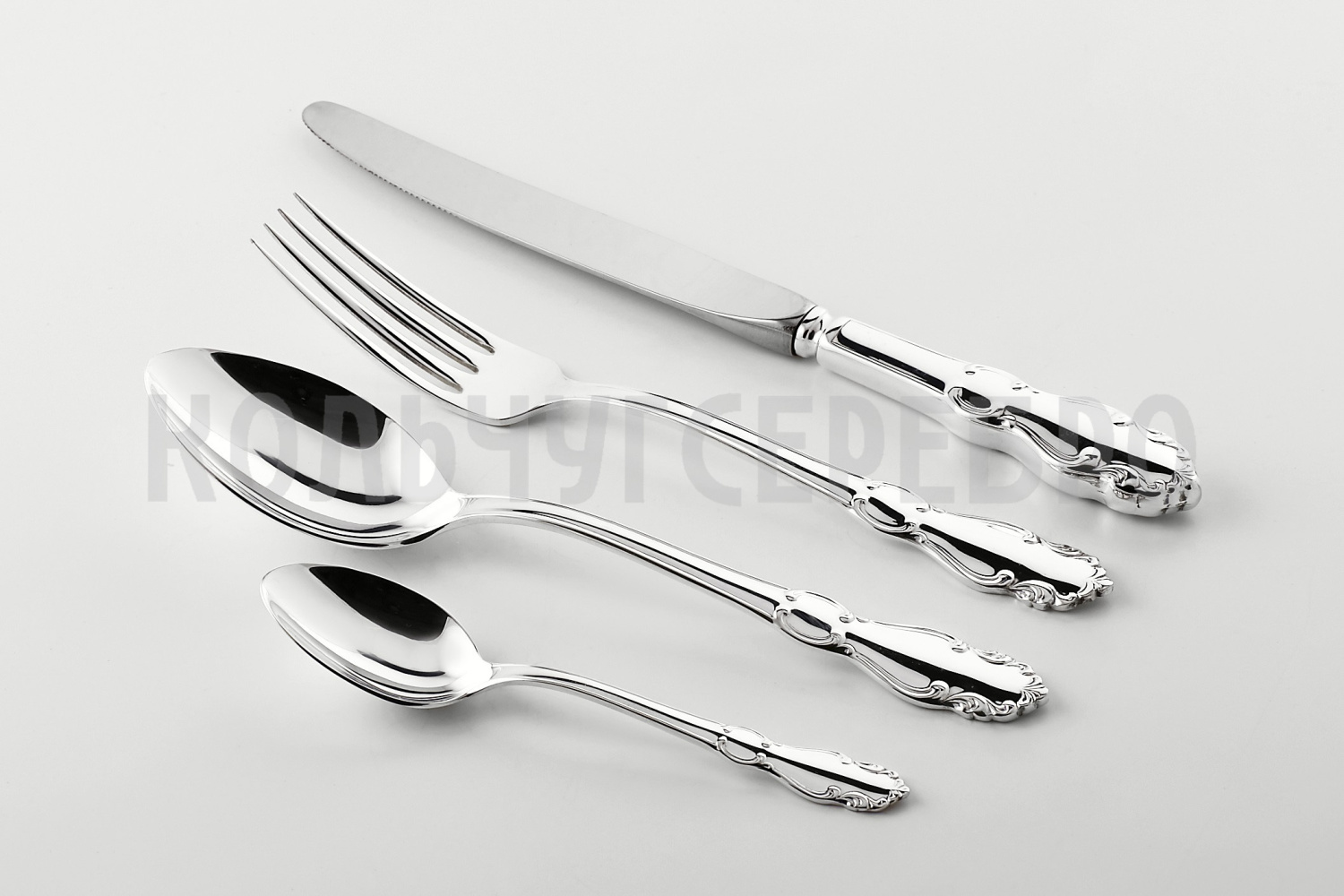 СТОЛОВЫЙ НАБОР ИЗ МЕЛЬХИОРА "ЛИРА" (4 ПРЕДМЕТА) – КОЛЬЧУГИНСКИЙ МЕЛЬХИОР