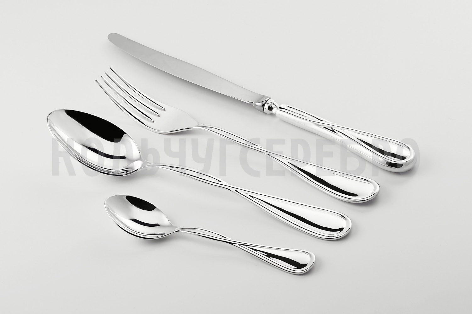 СЕРЕБРЯНЫЙ СТОЛОВЫЙ НАБОР "БЕСКОНЕЧНОСТЬ" №26 (4 ПРЕДМЕТА) - МСТЕРСКИЙ ЮВЕЛИР