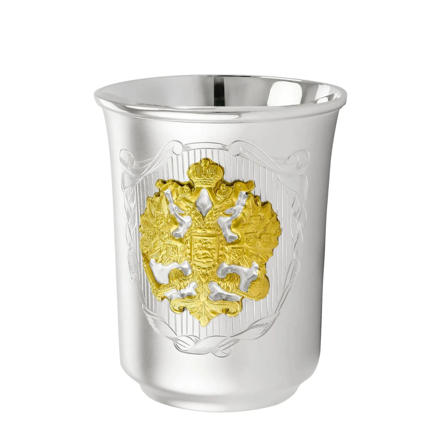 СЕРЕБРЯНЫЙ СТАКАН "ДЕРЖАВА" №3 С ПОЗОЛОТОЙ 165 МЛ. – МСТЁРСКИЙ ЮВЕЛИР