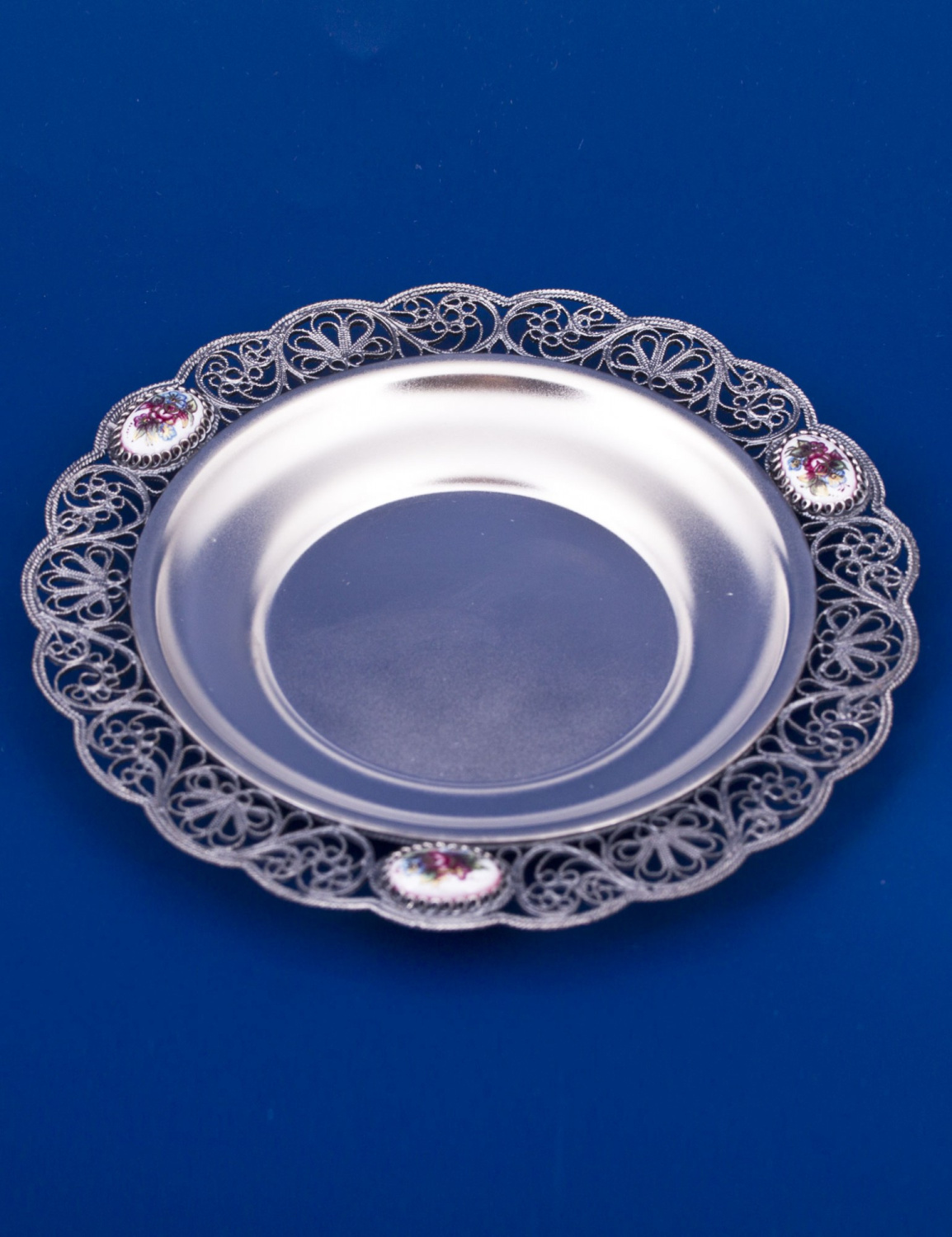 СЕРЕБРЯНАЯ ЧАЙНЫЙ НАБОР "БУКЕТ" С ЧЕРНЕНИЕМ – МСТЁРСКИЙ ЮВЕЛИР