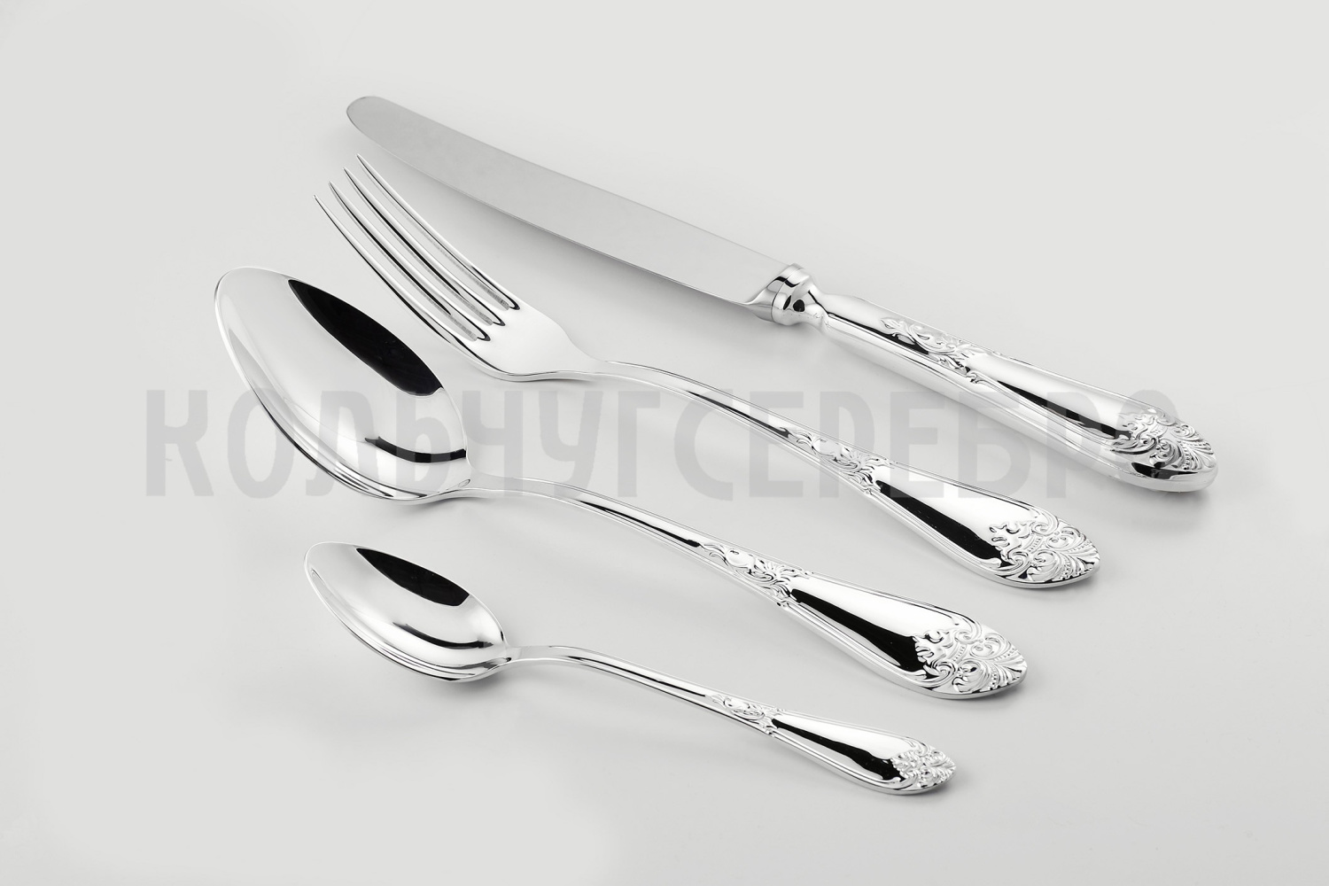СЕРЕБРЯНЫЙ СТОЛОВЫЙ НАБОР "ДВОРЦОВЫЙ" М-17 (24 ПРЕДМЕТА) – ПАВЛОВСКИЙ ЗАВОД