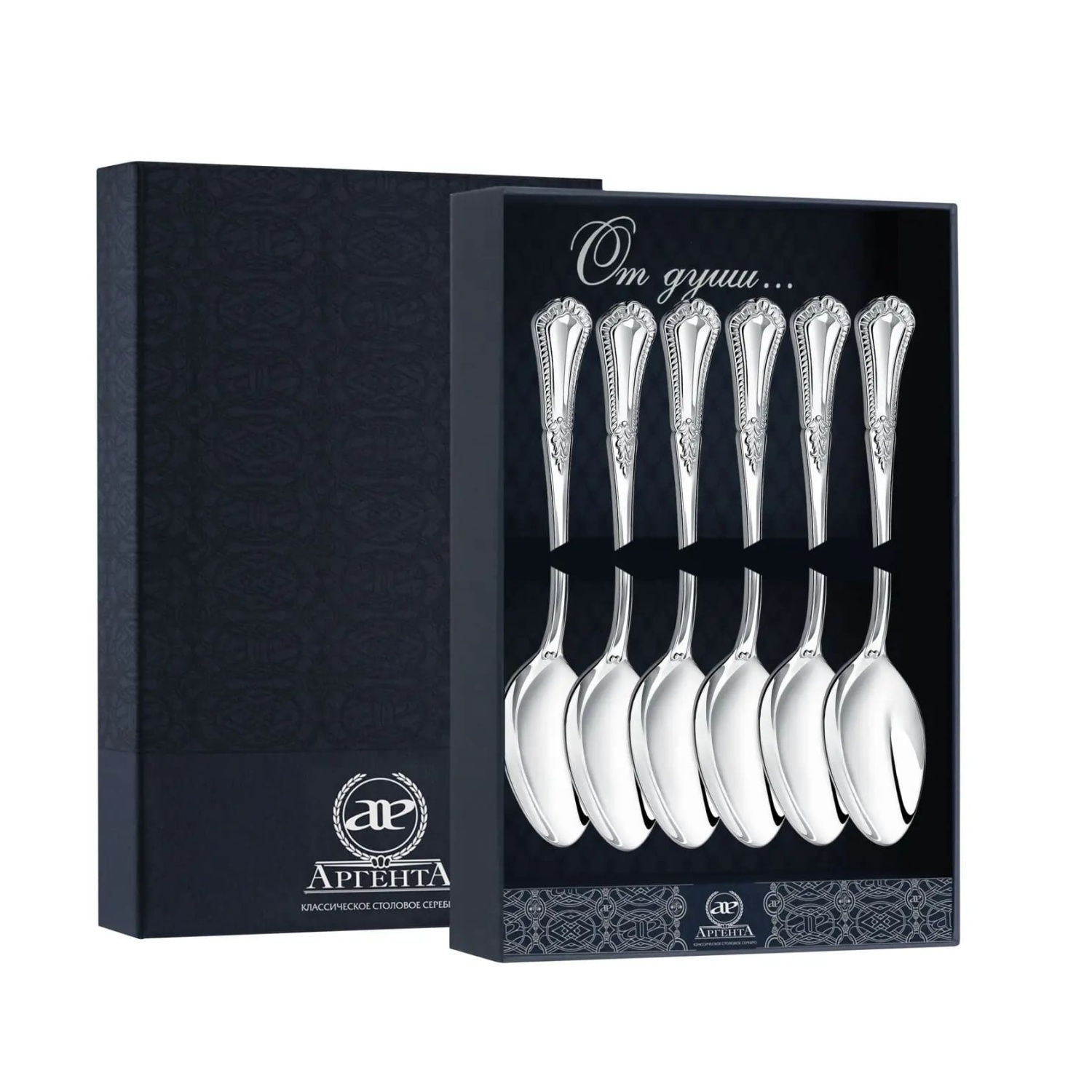 СТОЛОВЫЙ НАБОР ИЗ СЕРЕБРА "ФАВОРИТ" (6 КОФЕЙНЫХ ЛОЖЕК) – АРГЕНТА