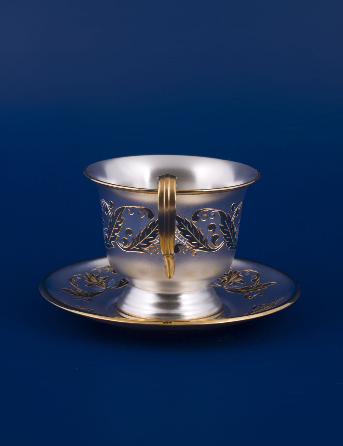 СЕРЕБРЯНАЯ ЧАЙНАЯ ЧАШКА №16 "ВЕРСАЛЬ" С ПОЗОЛОТОЙ – МСТЁРСКИЙ ЮВЕЛИР