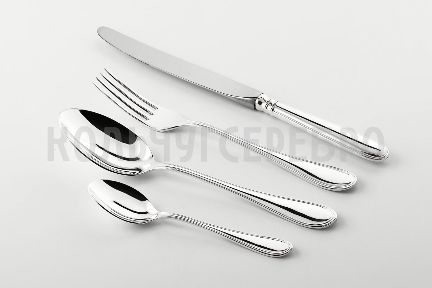 СТОЛОВЫЙ НАБОР ИЗ МЕЛЬХИОРА "КАПЕЛЬКА" (48 ПРЕДМЕТОВ) – КОЛЬЧУГИНСКИЙ МЕЛЬХИОР