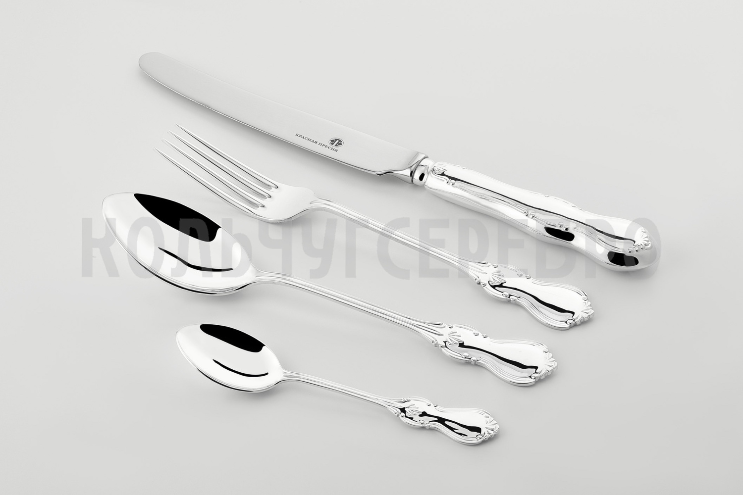 СЕРЕБРЯНЫЙ СТОЛОВЫЙ НАБОР "ВЕНЗЕЛЬ" (24 ПРЕДМЕТА) – КРАСНАЯ ПРЕСНЯ