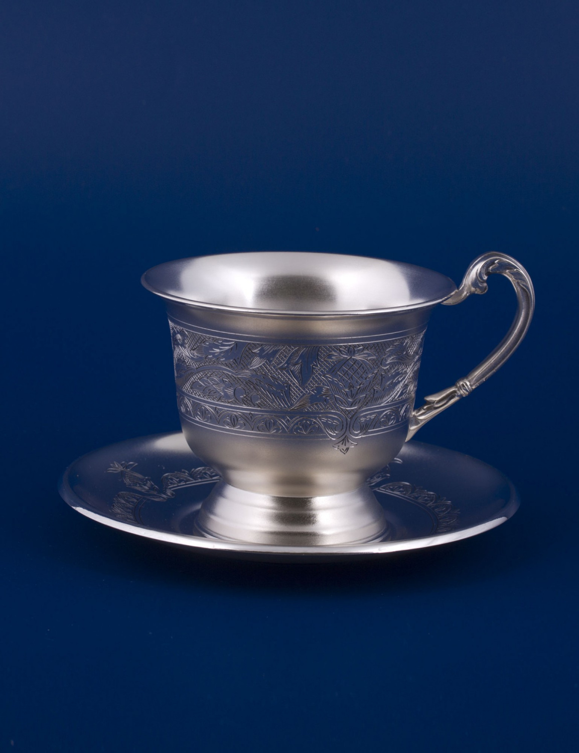 СЕРЕБРЯНАЯ ЧАЙНАЯ ЧАШКА "№17" С БЛЮДЦЕМ – МСТЁРСКИЙ ЮВЕЛИР