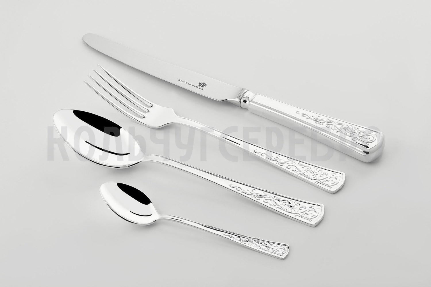 СЕРЕБРЯНЫЙ СТОЛОВЫЙ НАБОР "СТИЛЬ" (24 ПРЕДМЕТА) – КРАСНАЯ ПРЕСНЯ