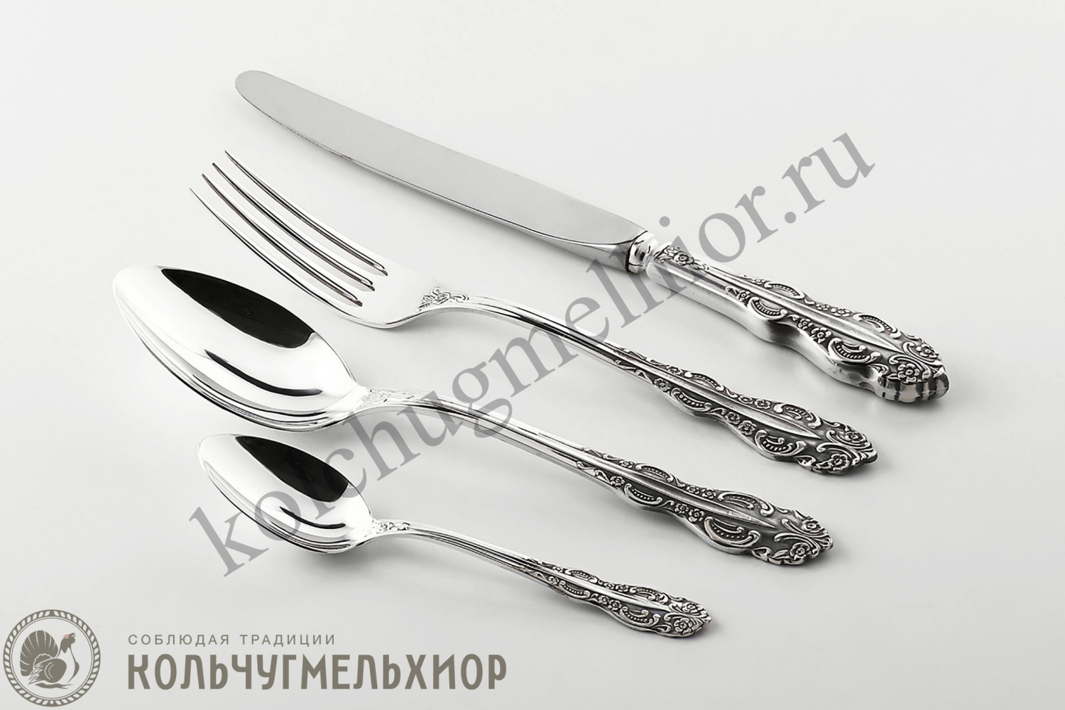 СТОЛОВЫЙ НАБОР ИЗ МЕЛЬХИОРА "ЮБИЛЕЙНЫЙ" (48 ПРЕДМЕТОВ) – КОЛЬЧУГИНСКИЙ МЕЛЬХИОР