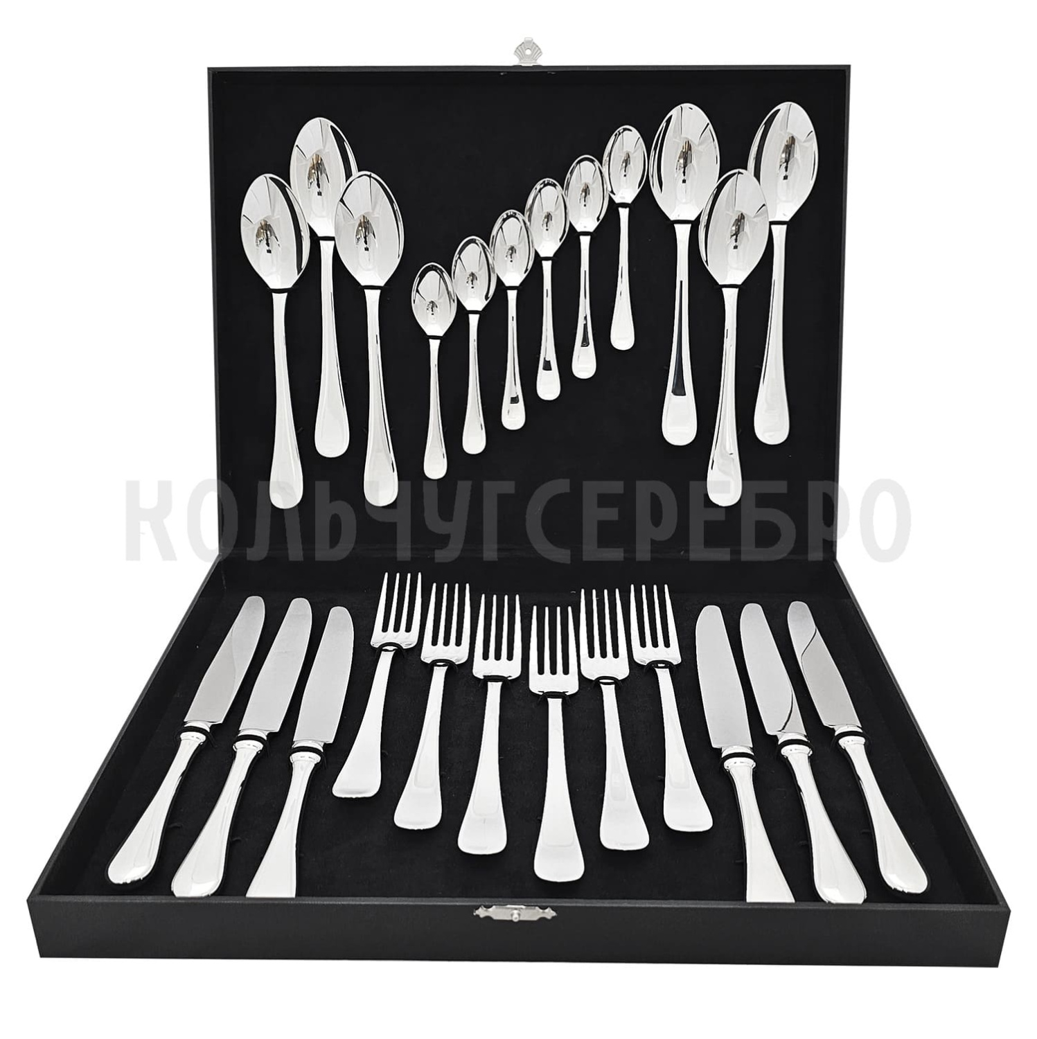 СЕРЕБРЯНЫЙ СТОЛОВЫЙ НАБОР "MODERN" (24 ПРЕДМЕТА) – SOKOLOV