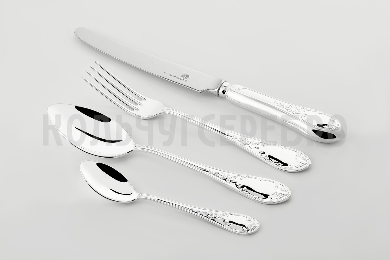 СЕРЕБРЯНЫЙ СТОЛОВЫЙ НАБОР "ВЕСНА" (48 ПРЕДМЕТОВ) – КРАСНАЯ ПРЕСНЯ