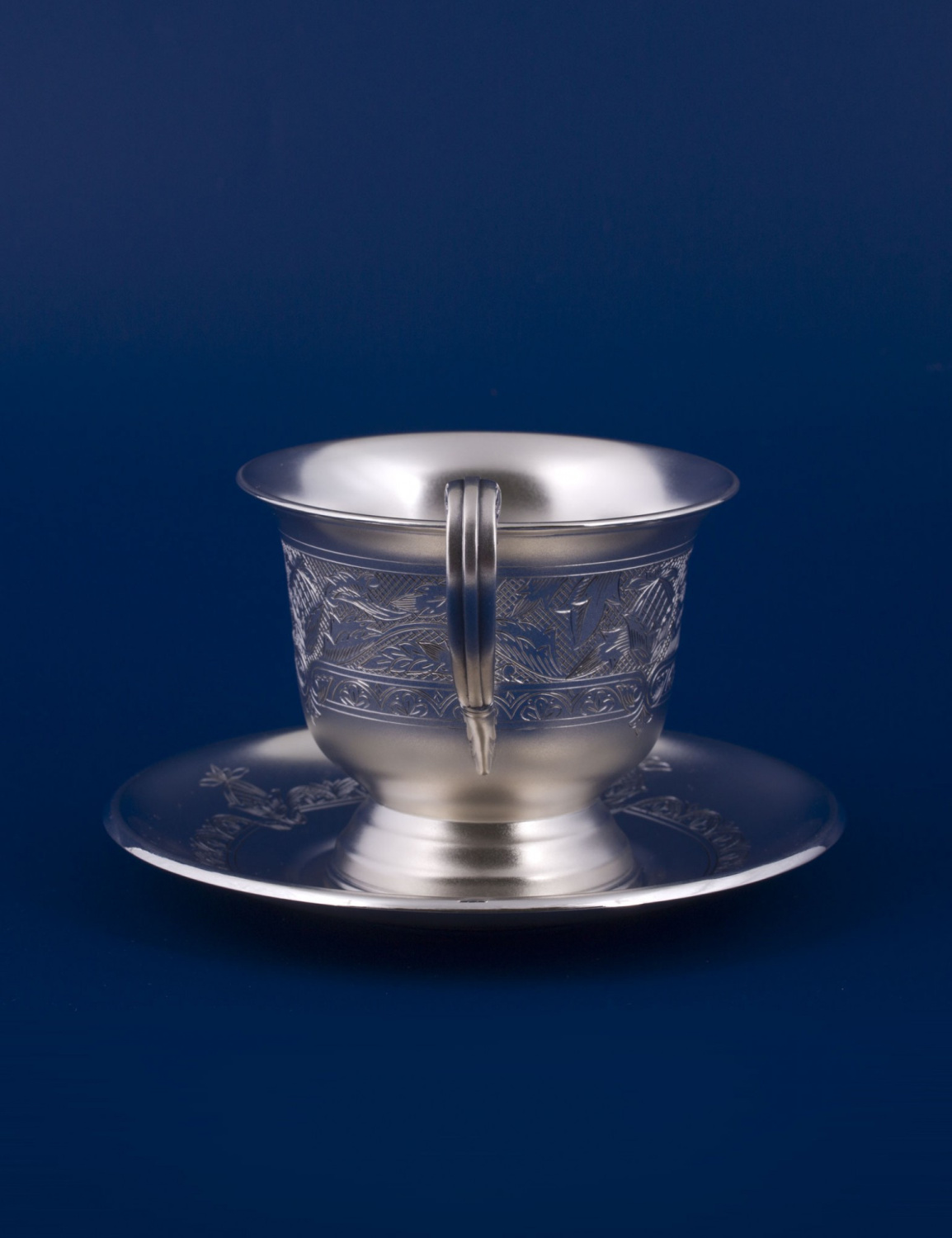 СЕРЕБРЯНАЯ ЧАЙНАЯ ЧАШКА "№17" С БЛЮДЦЕМ – МСТЁРСКИЙ ЮВЕЛИР