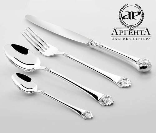 Серебряные столовые приборы купить в Москве "Афина"