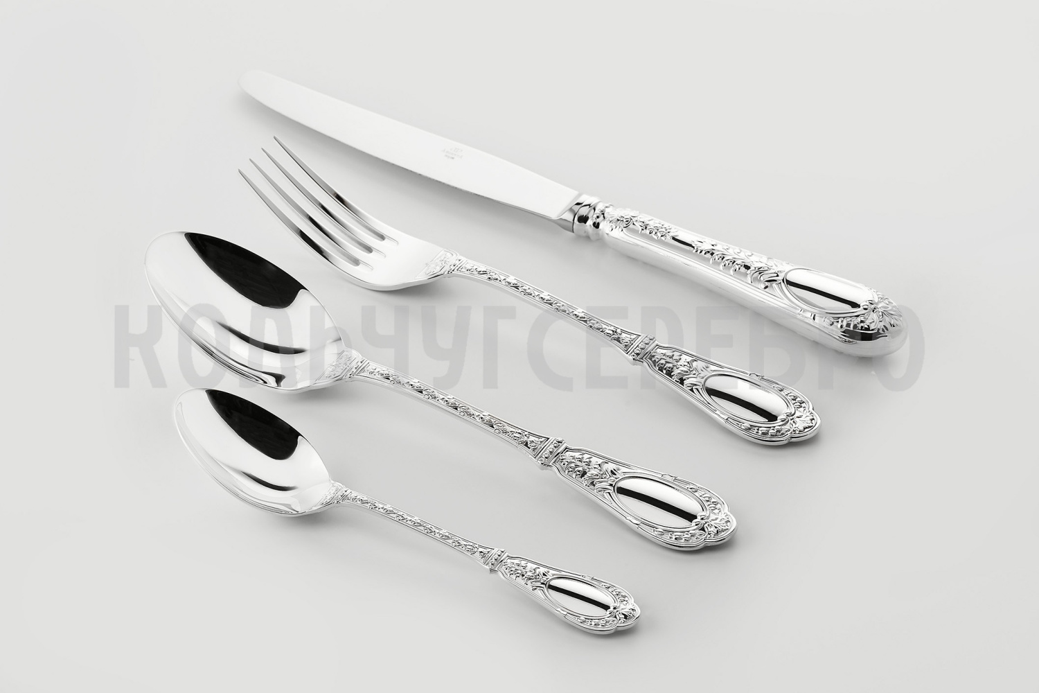 СЕРЕБРЯНЫЙ СТОЛОВЫЙ НАБОР "ФАМИЛЬНЫЙ" (48 ПРЕДМЕТОВ) – АРГЕНТА