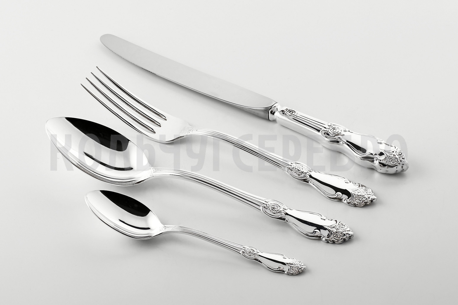 СЕРЕБРЯНЫЙ СТОЛОВЫЙ НАБОР "СЕРЕБРЯНАЯ РОЗА" (48 ПРЕДМЕТОВ) – АРГЕНТА