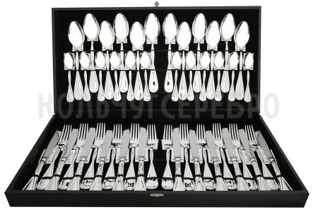 Серебряный столовый набор из серебра 925 пробы "Бесконечность" №26 на 12 персон (48 предметов)